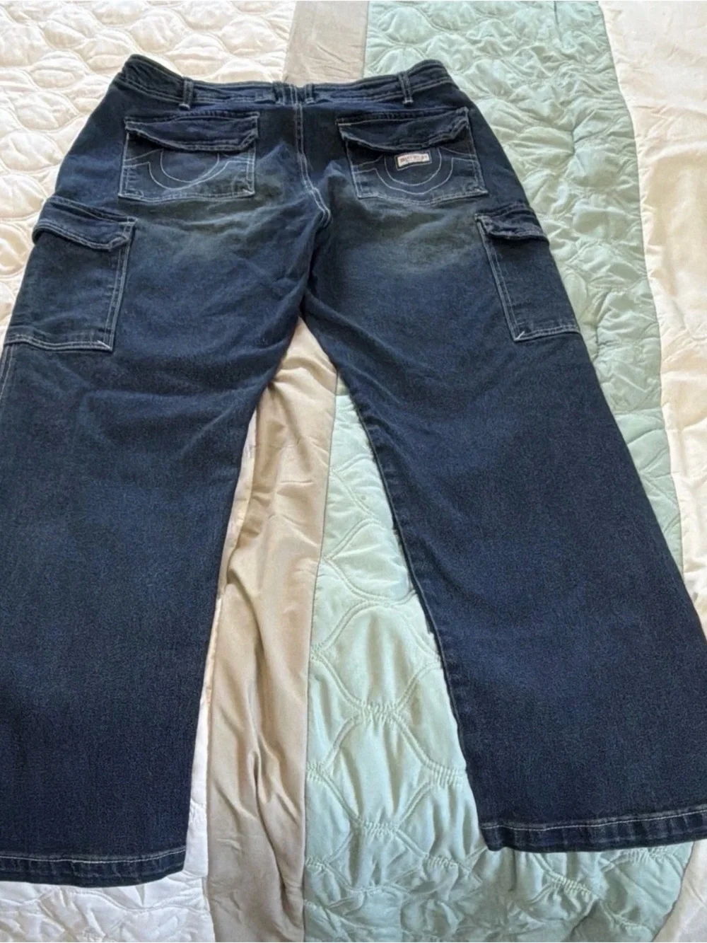 True Religion Indigo Relaxed Cargo Jeans